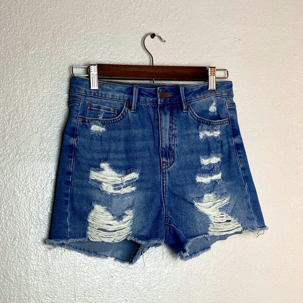 Distressed Denim Shorts